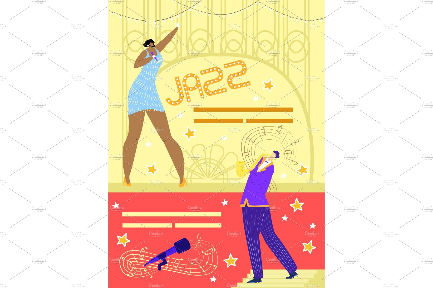 Jazz poster vector illustration cover image.