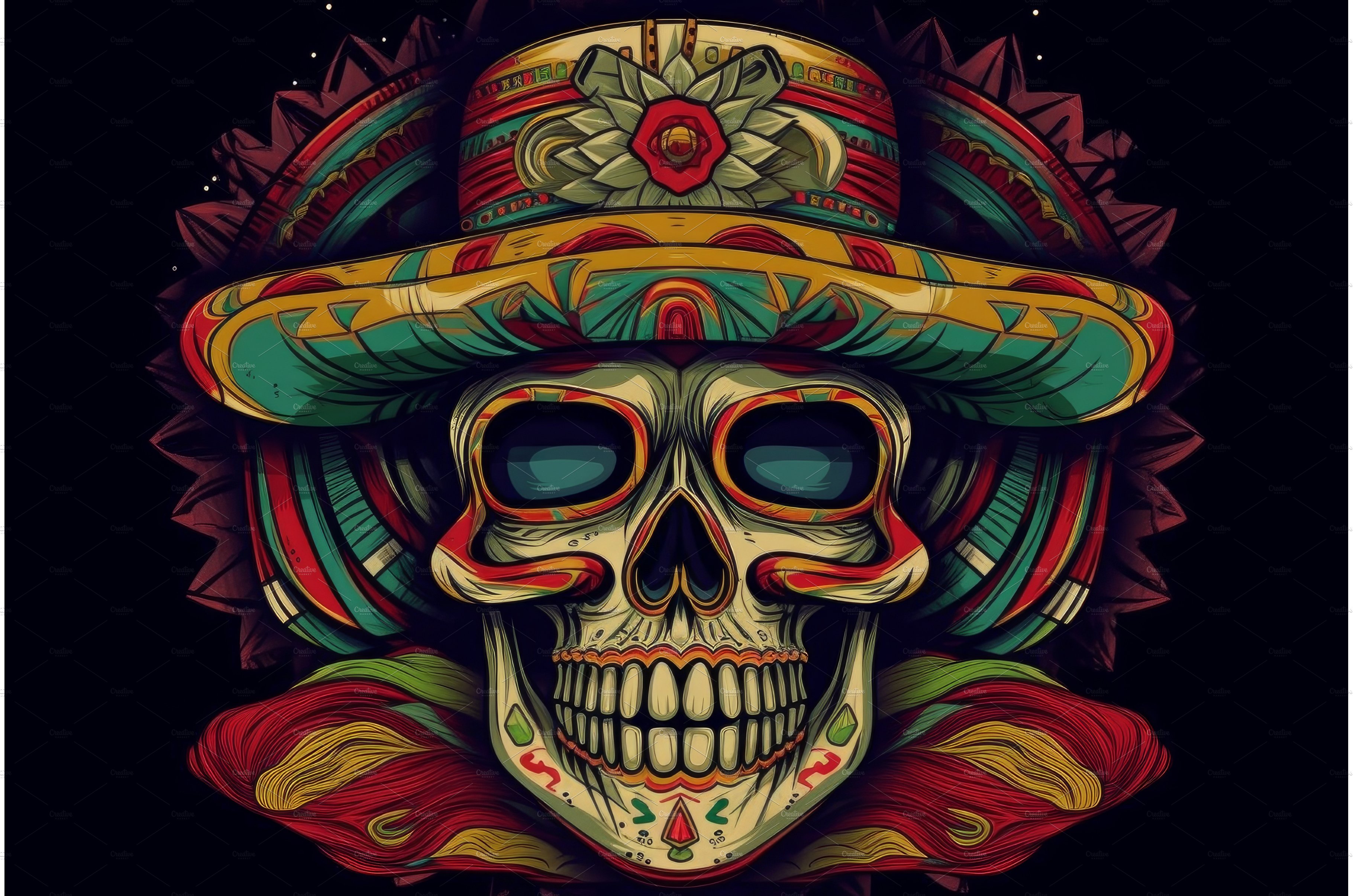 Mexican dead skull. Mexico culture cover image.