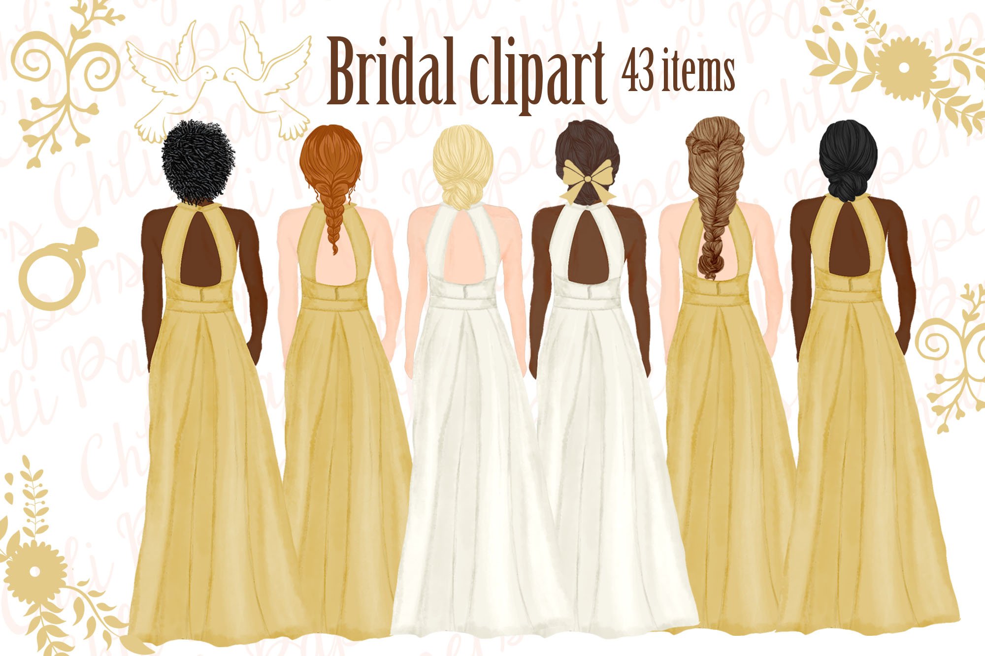 Bride and Bridesmaids clipart cover image.