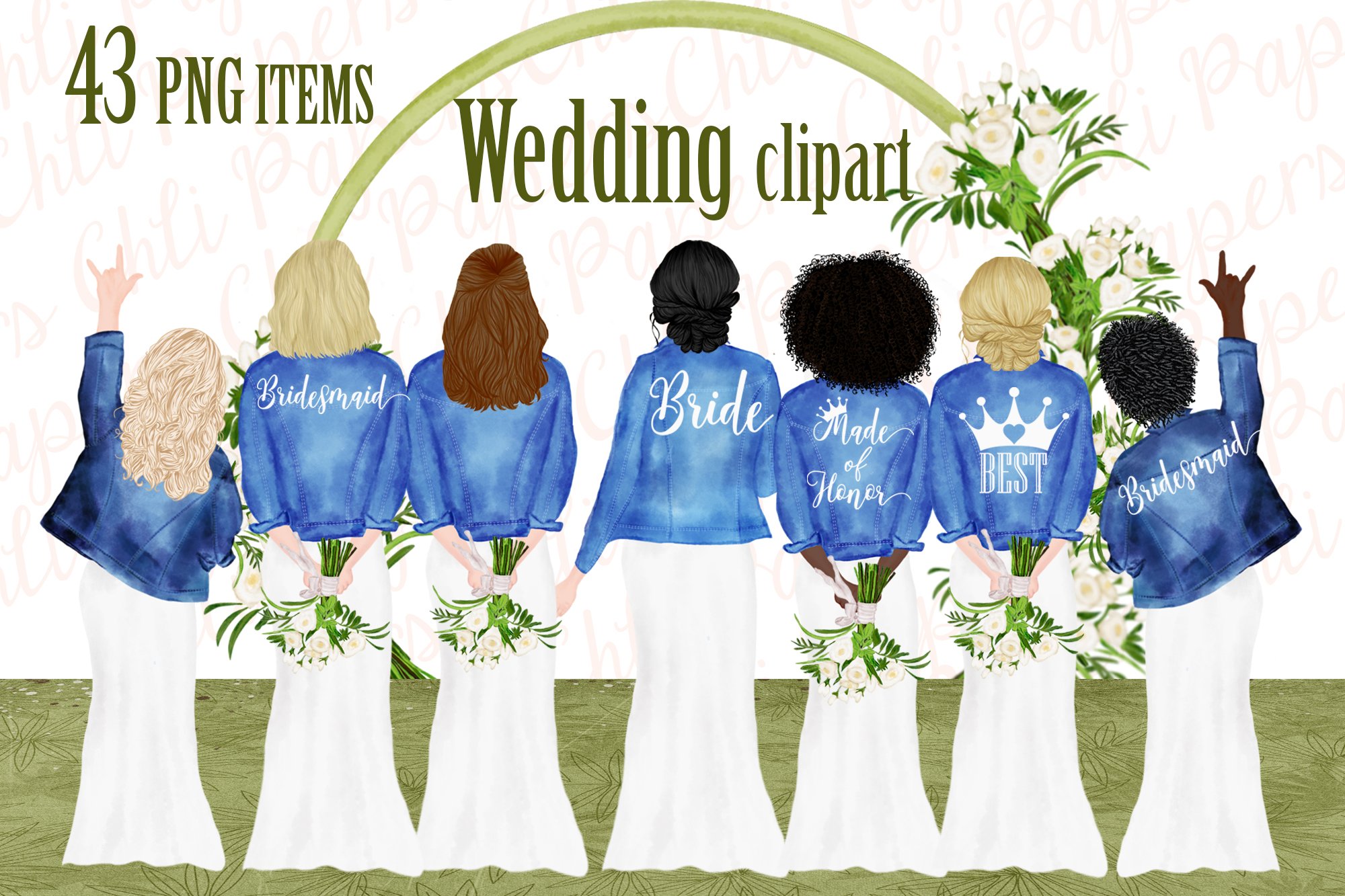 Bride and Bridesmaids clipart cover image.