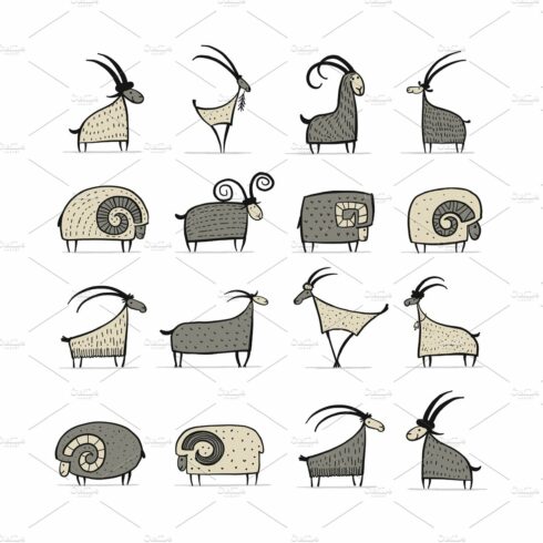 Goats and rams collection for your cover image.