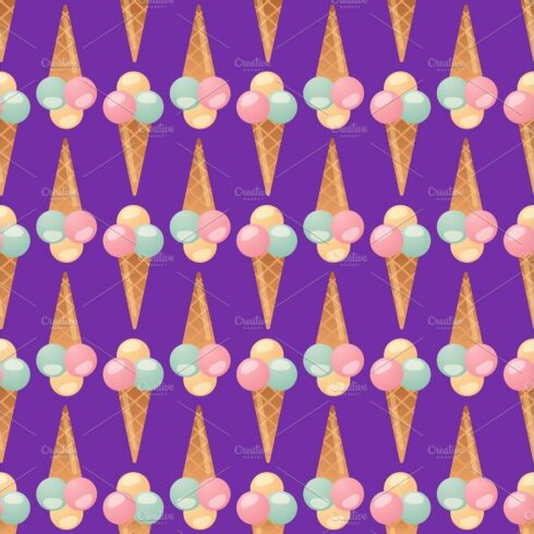 ice cream seamless pattern background dessert vector illustration food swee... cover image.