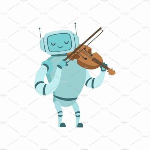 Cute Robot Musician Playing Violin cover image.