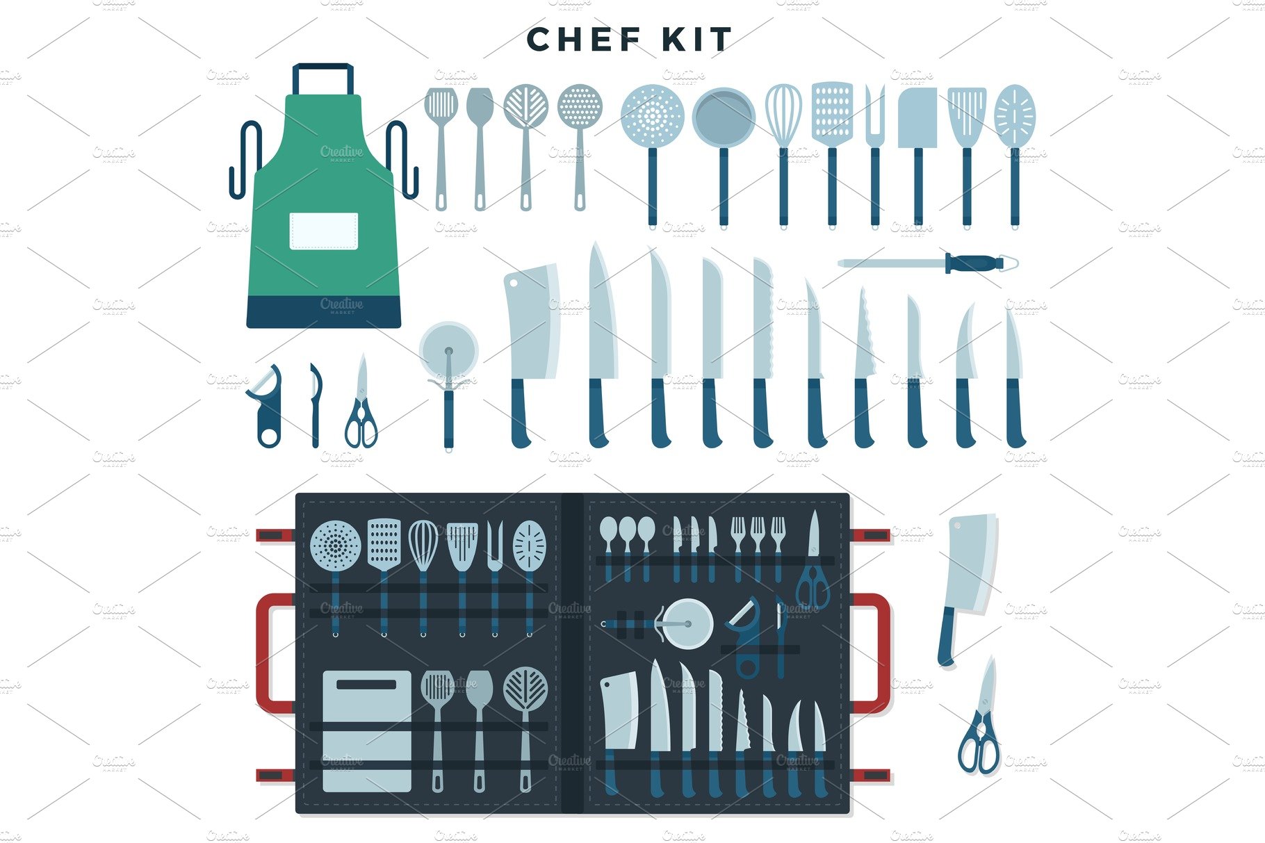Chef kitchen tools set. Collection cover image.