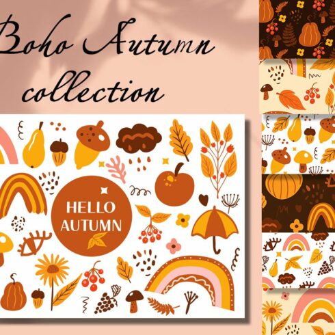 Boho abstract autumn set cover image.