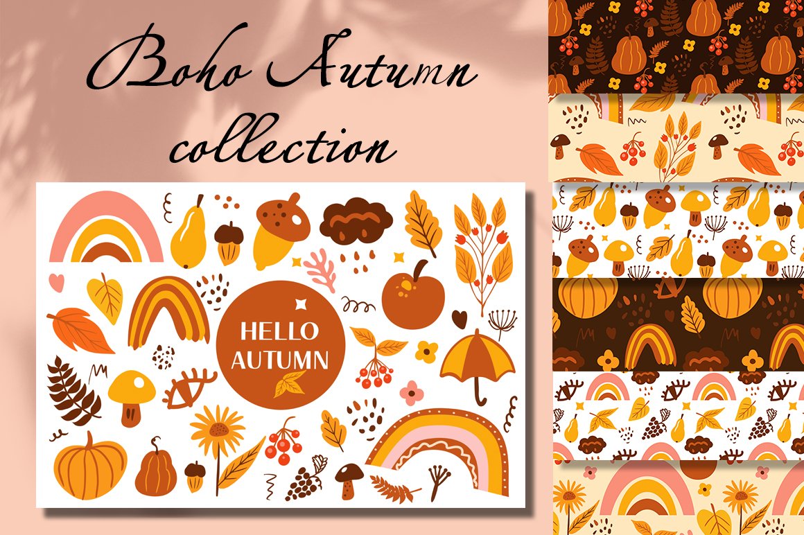 Boho abstract autumn set cover image.