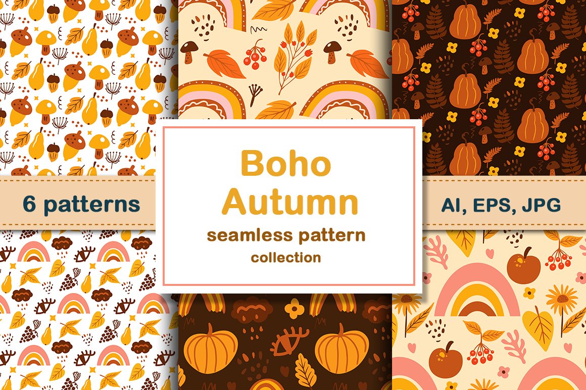 Boho abstract autumn set preview image.