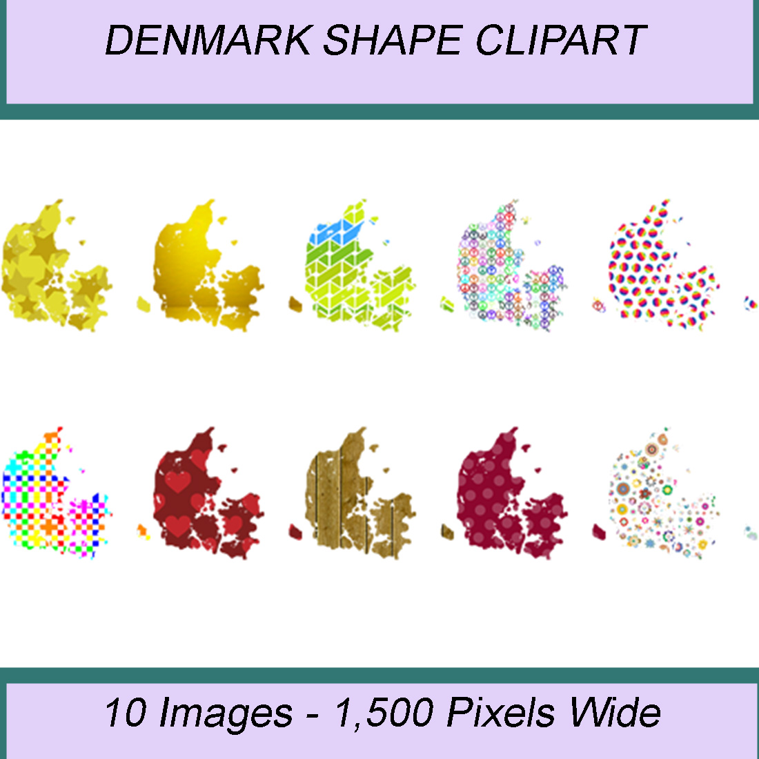 DENMARK SHAPE CLIPART ICONS cover image.