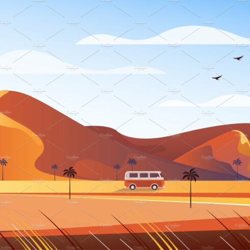 Desert travel bus tourism cover image.