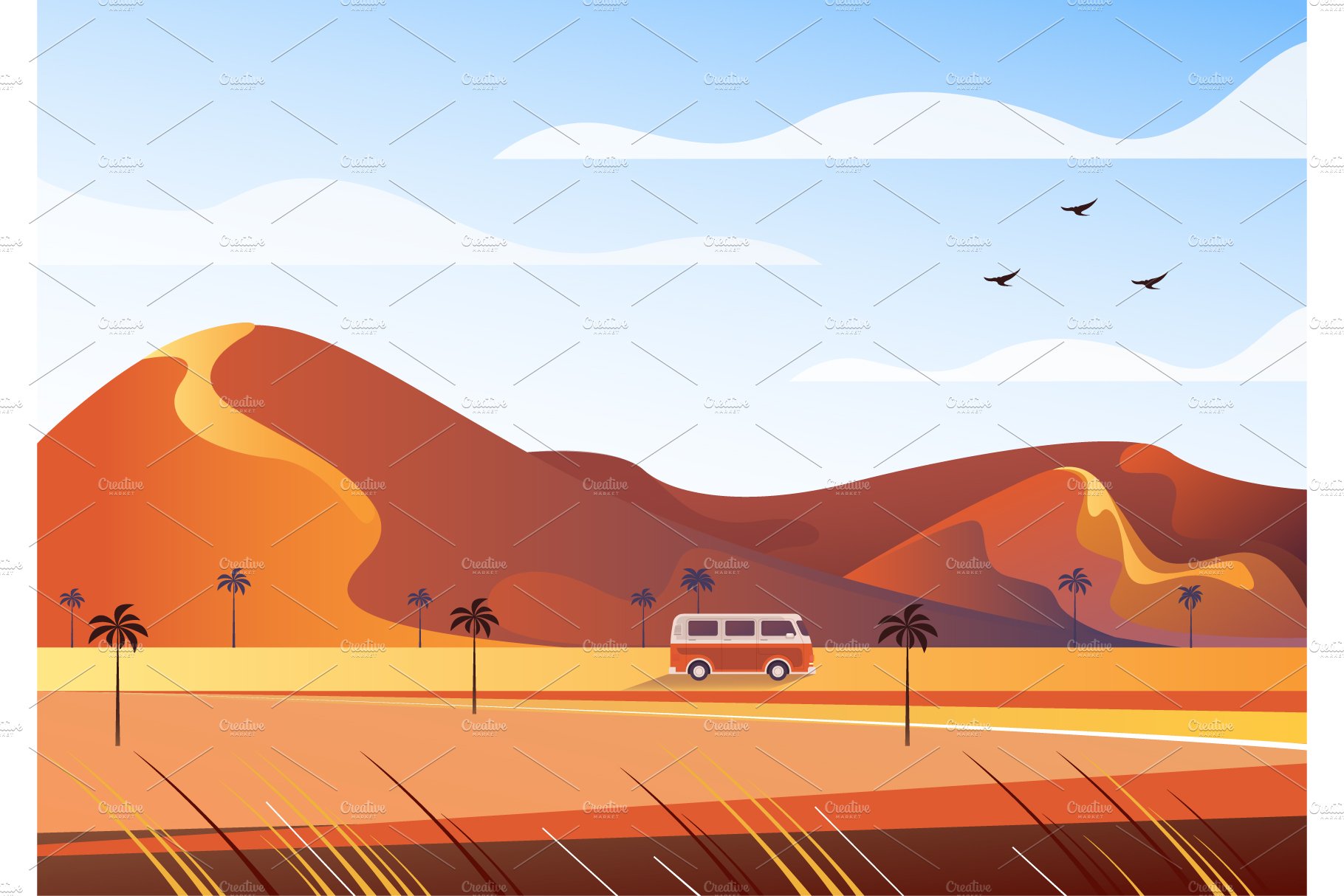 Desert travel bus tourism cover image.