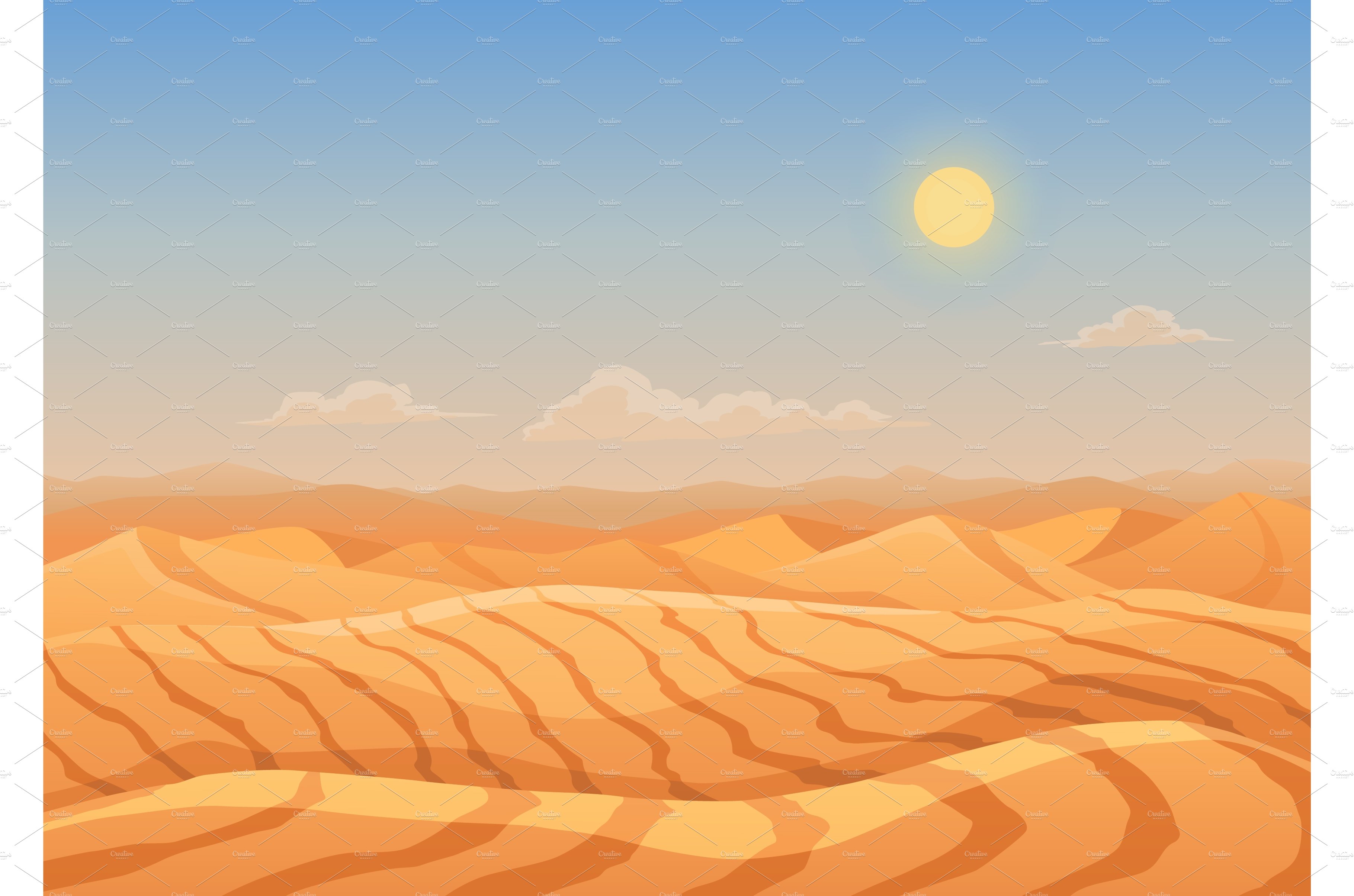 Landscape desert dunes. Mountains cover image.