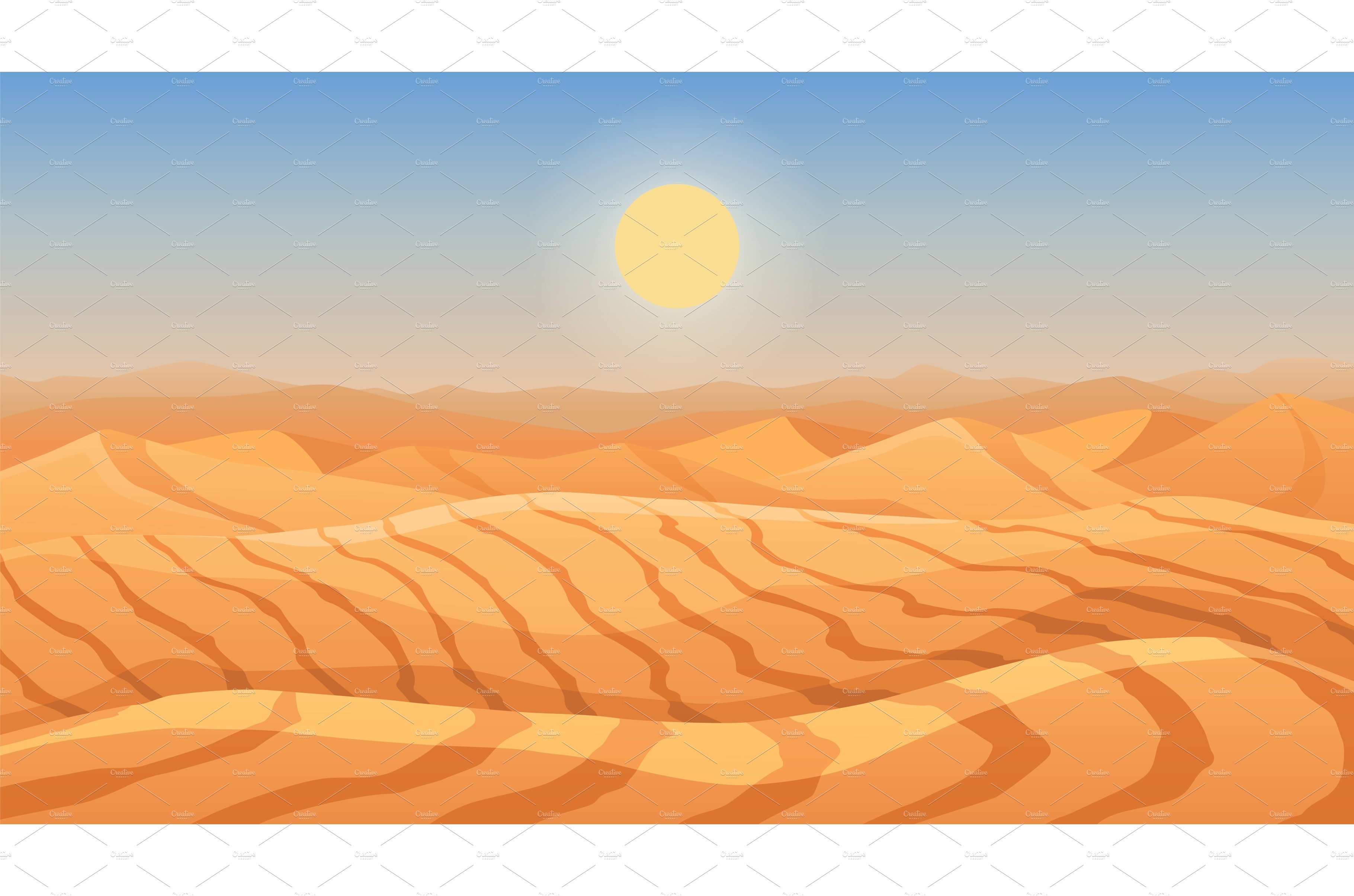 Landscape desert dunes. Mountains cover image.