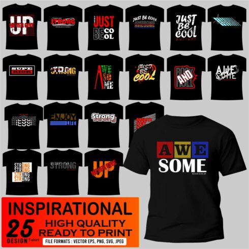 motivational typography t shirt bundle cover image.