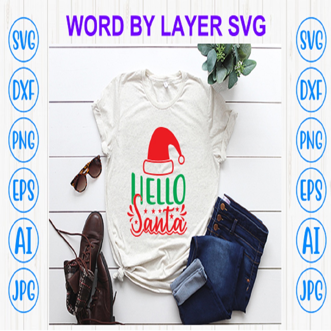 Hello Santa svg preview image.