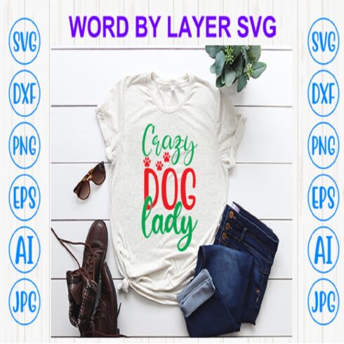 Crazy dog lady svg cut file cover image.