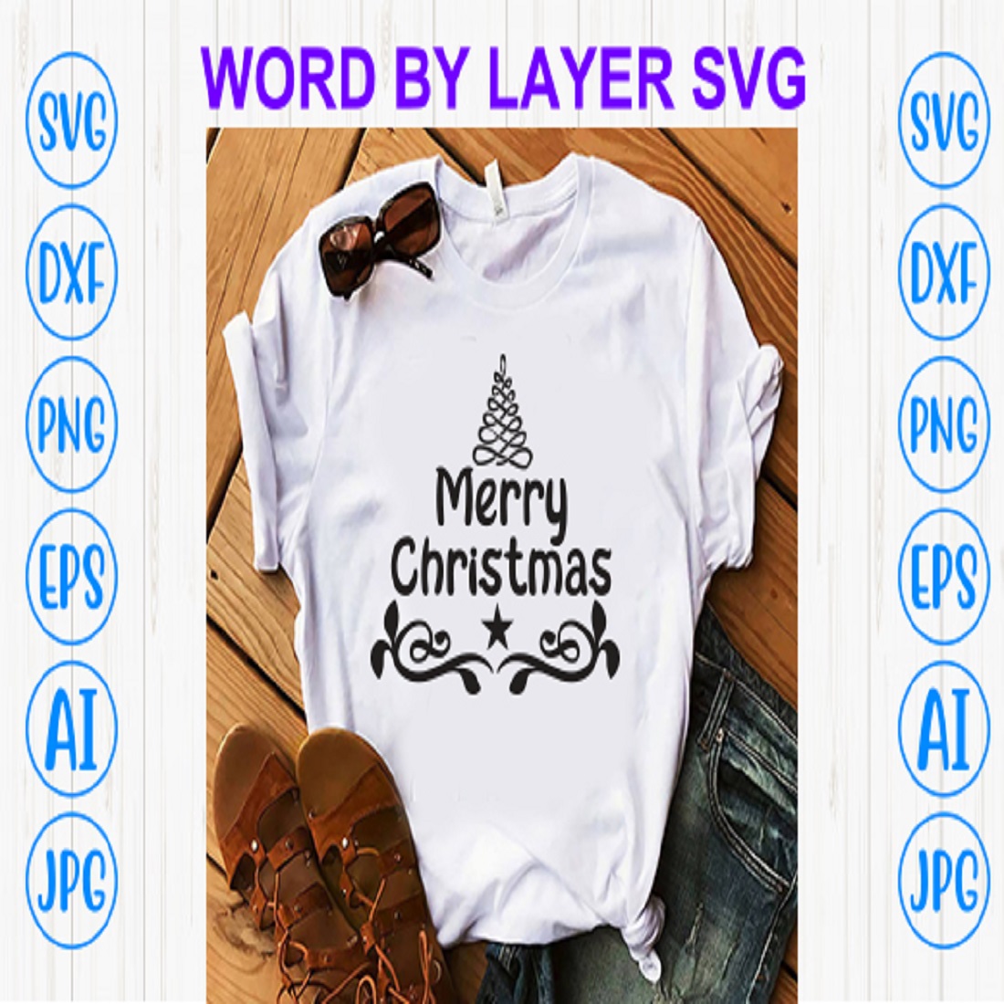 Merry Christmas svg preview image.