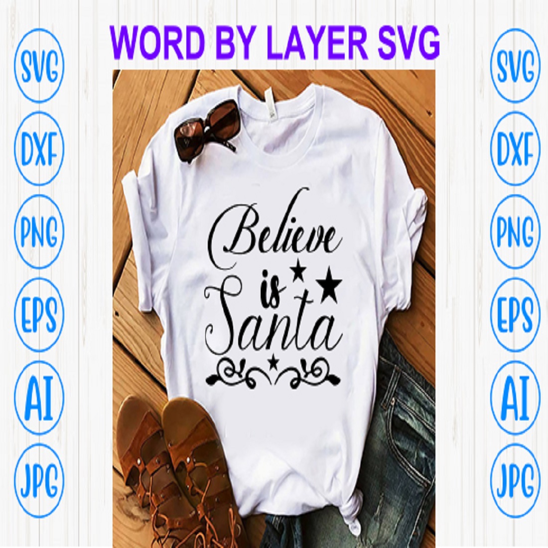 Believe is santa svg preview image.