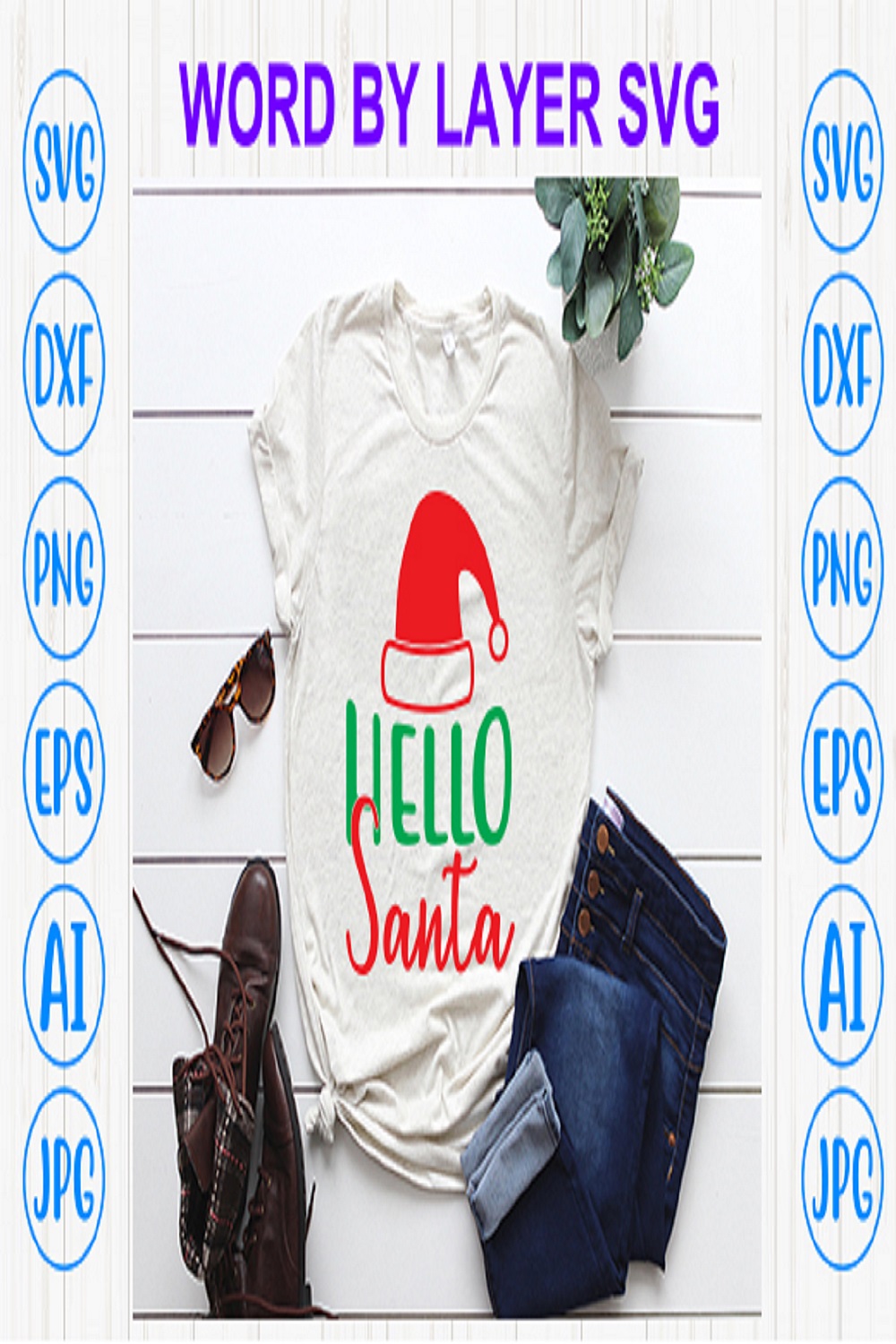 Hello Santa pinterest preview image.