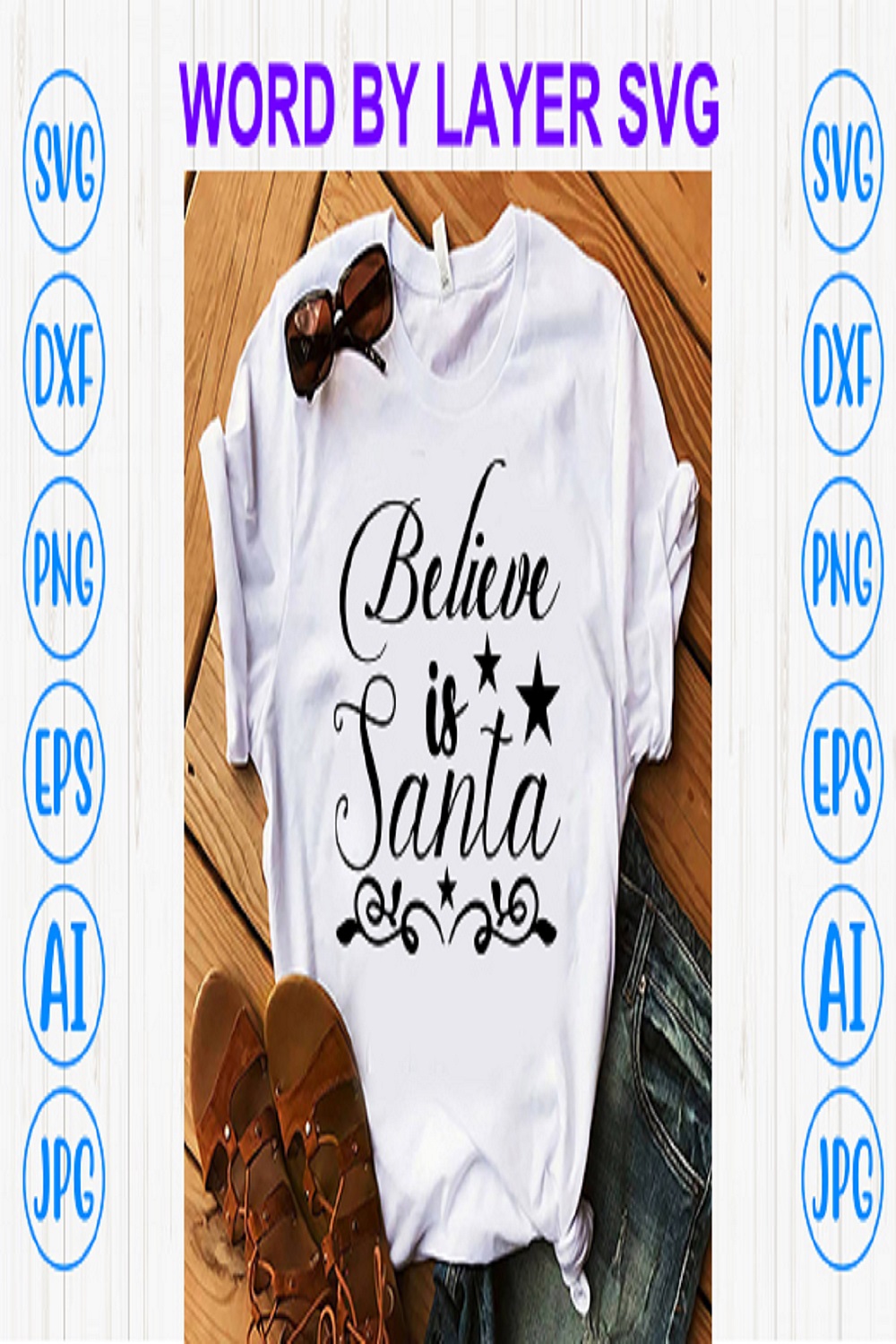 Believe is santa svg pinterest preview image.