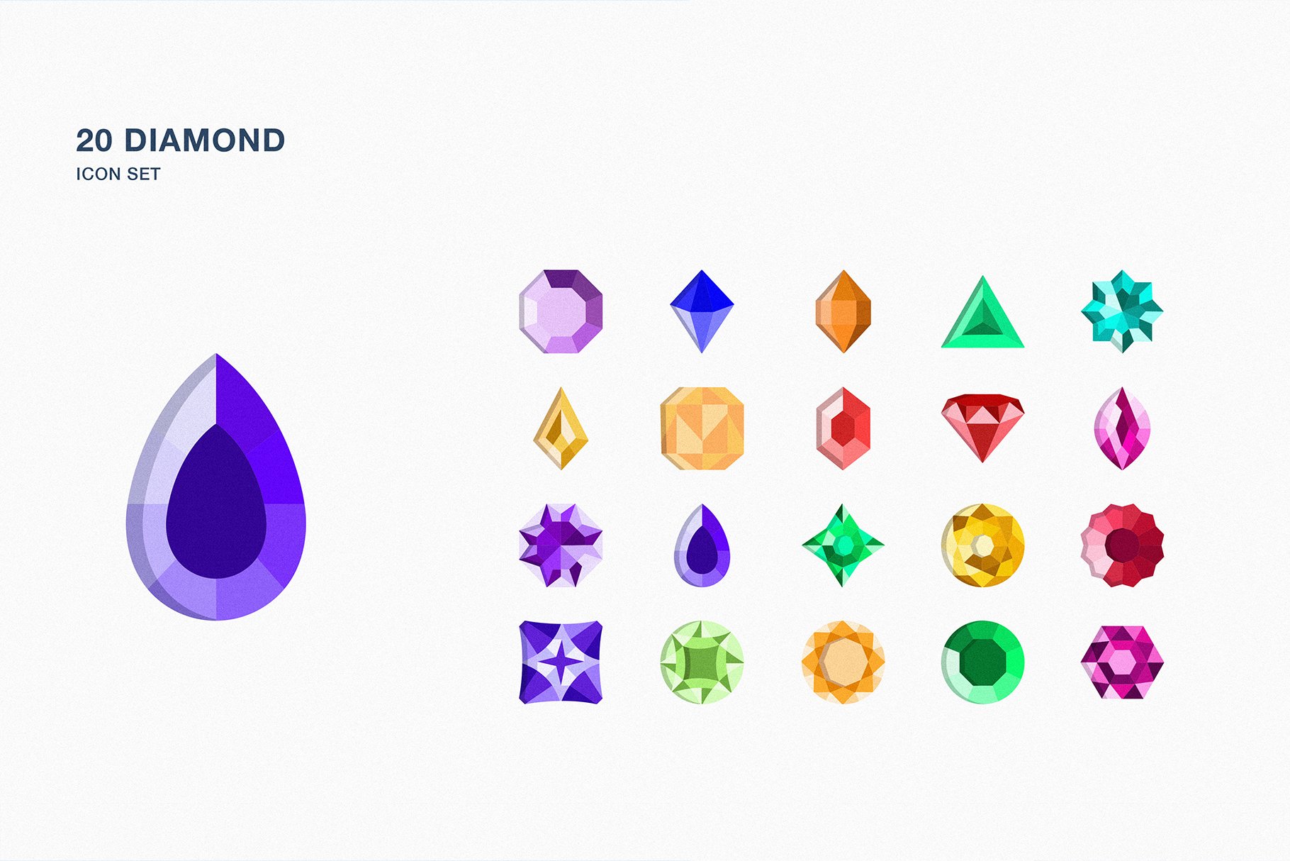 Diamond and gems icon set cover image.