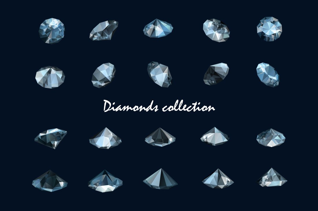 Vector diamonds collection preview image.
