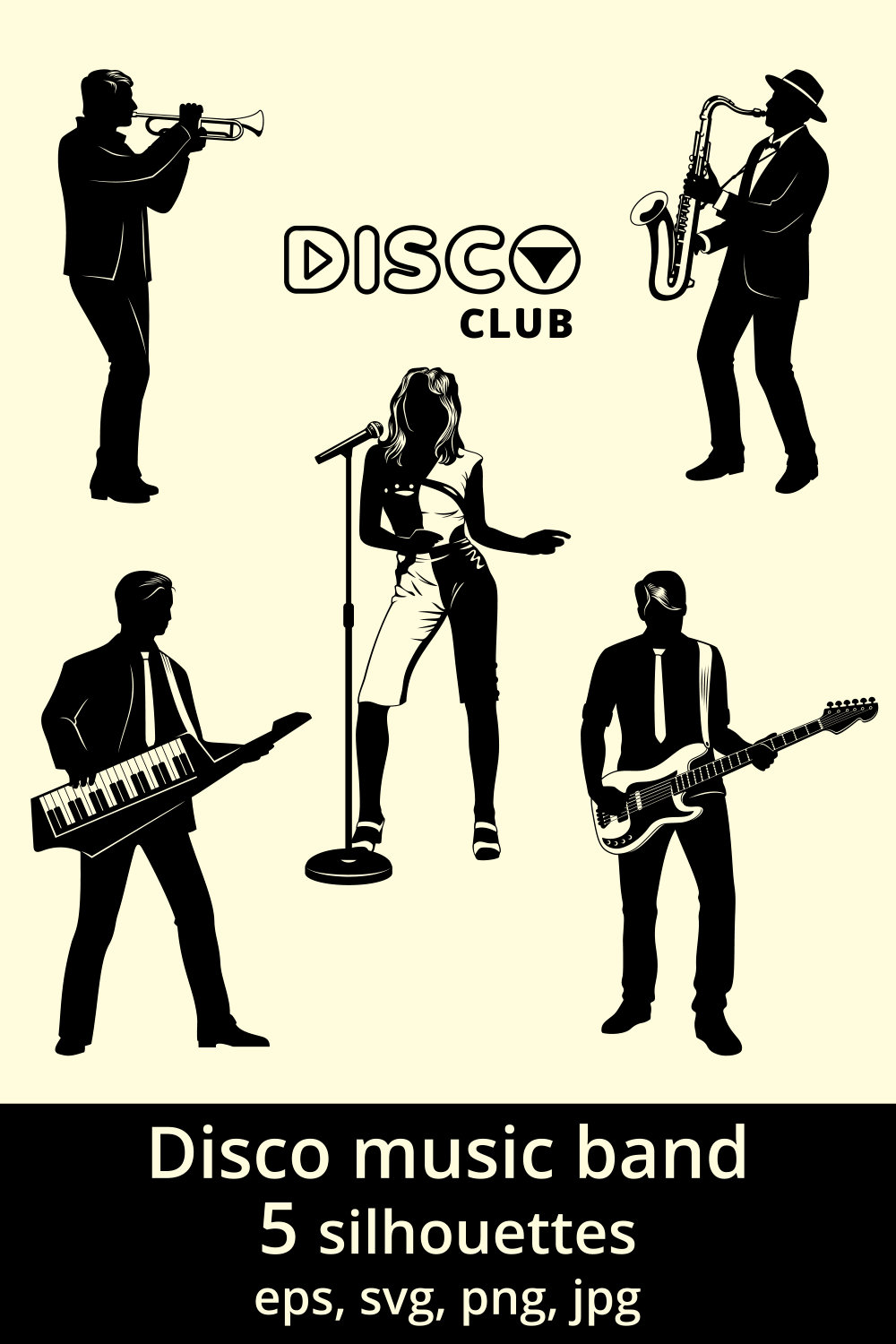Disco Band Silhouettes SVG pinterest preview image.