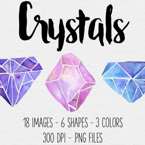 Watercolor Crystal Clipart cover image.