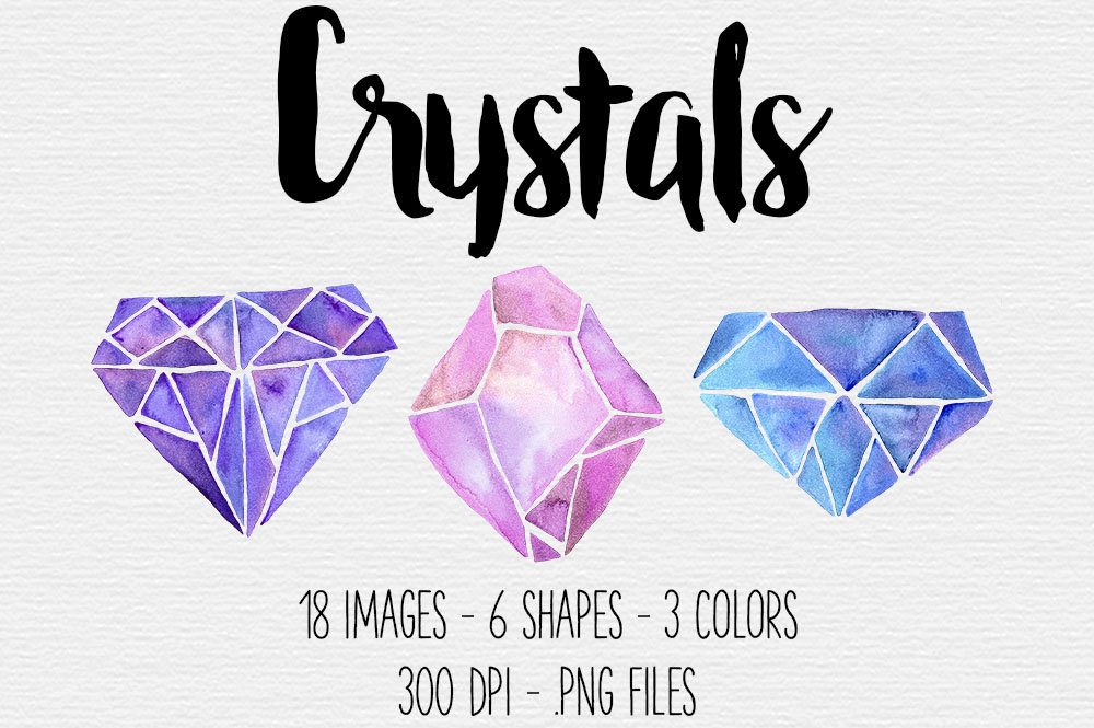 Watercolor Crystal Clipart cover image.