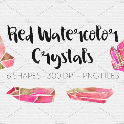 Red Watercolor Crystal Clipart cover image.