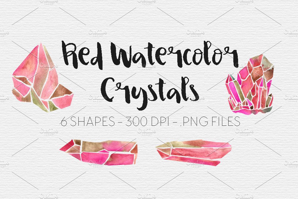 Red Watercolor Crystal Clipart cover image.