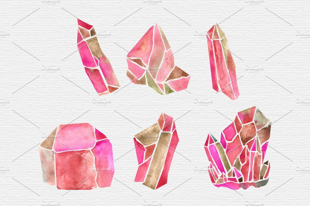 Red Watercolor Crystal Clipart preview image.