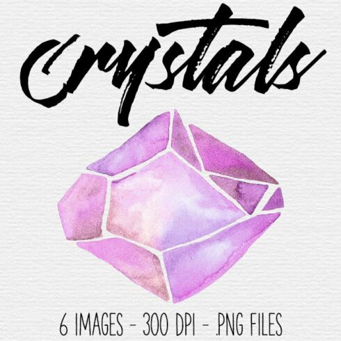 Pink Watercolor Crystal Clipart cover image.