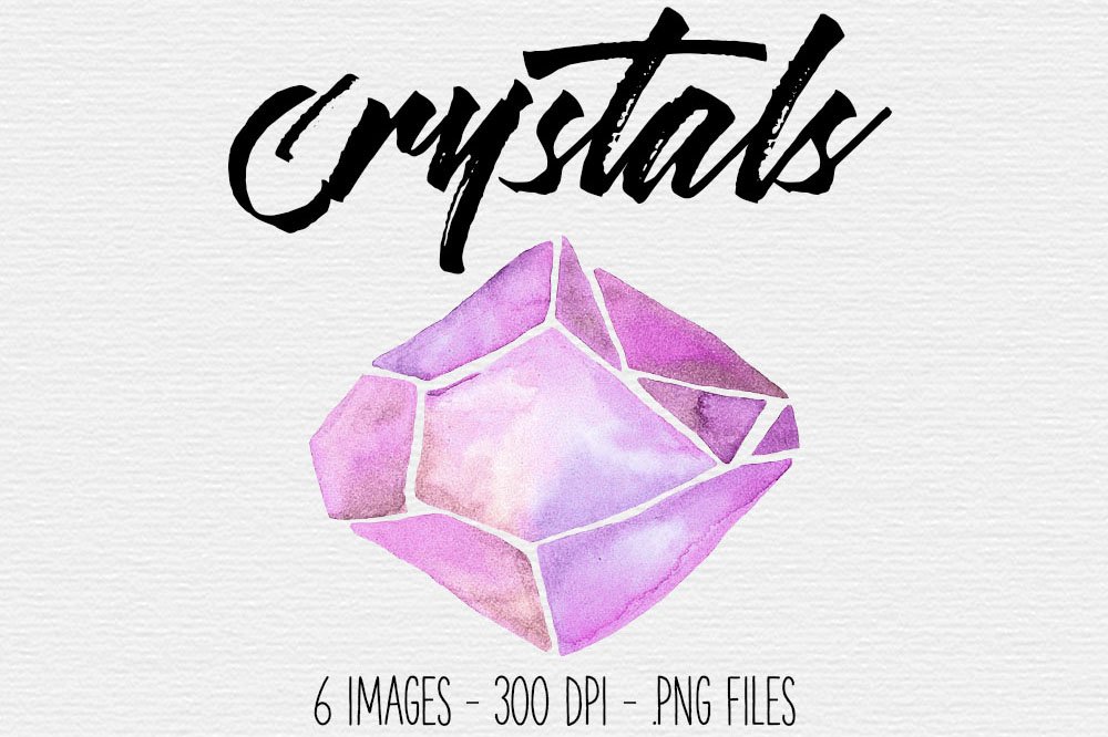 Pink Watercolor Crystal Clipart cover image.