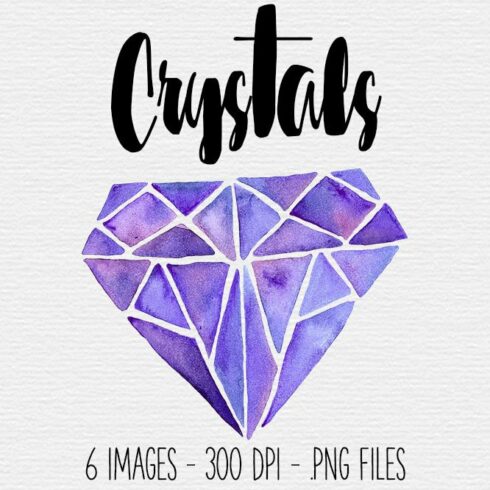 Purple Watercolor Crystal Clipart cover image.