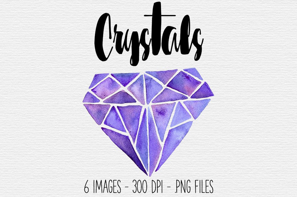 Purple Watercolor Crystal Clipart cover image.