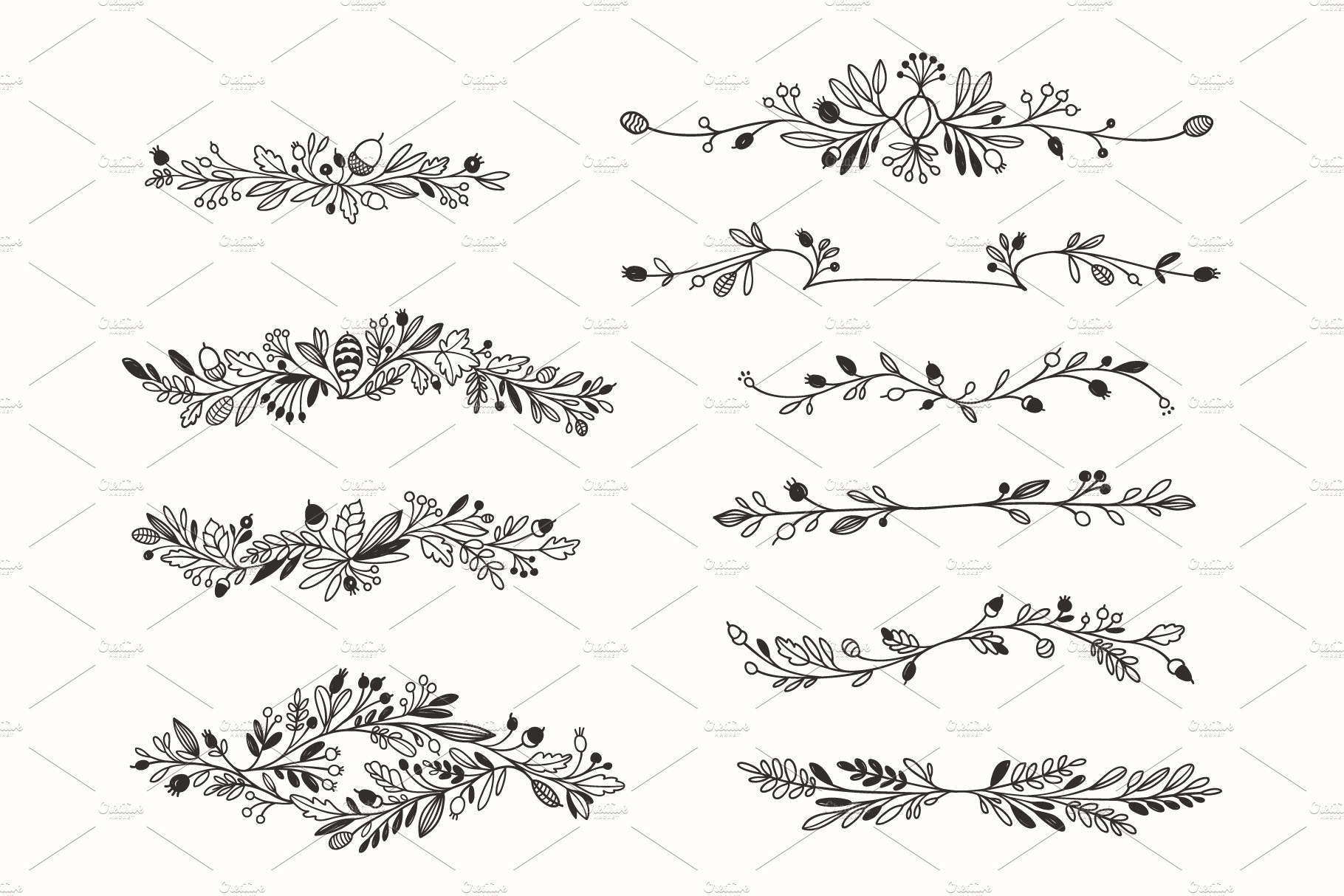 Autumn Floral Vector Drawings preview image.