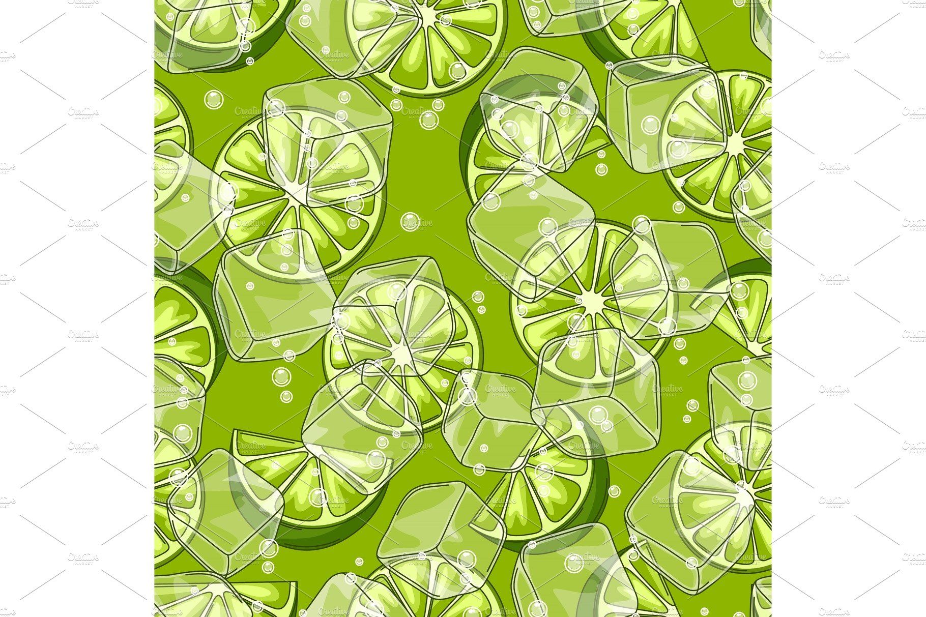 Seamless pattern with limes. Ice cover image.