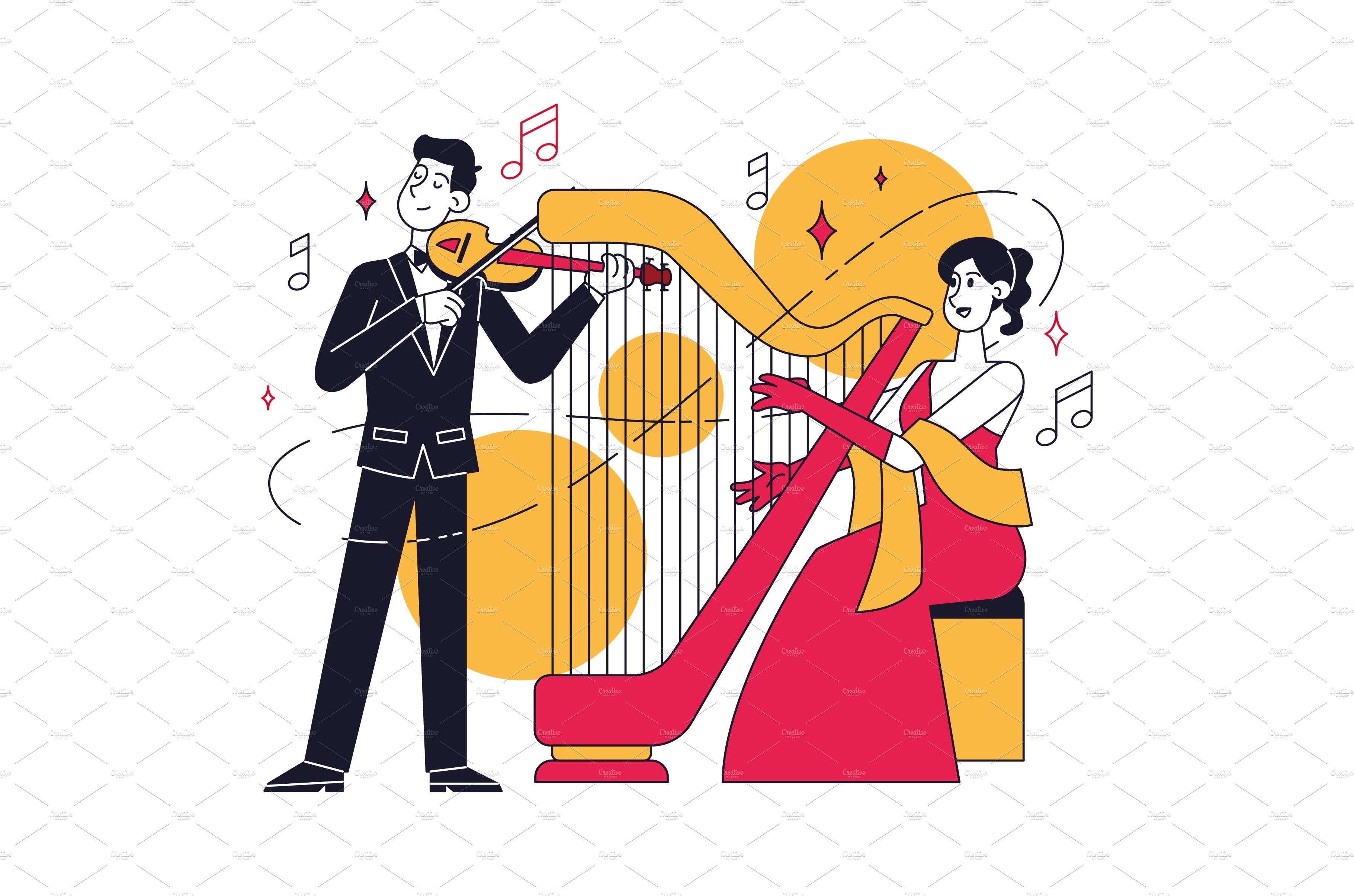 Cute couple playing classic music cover image.