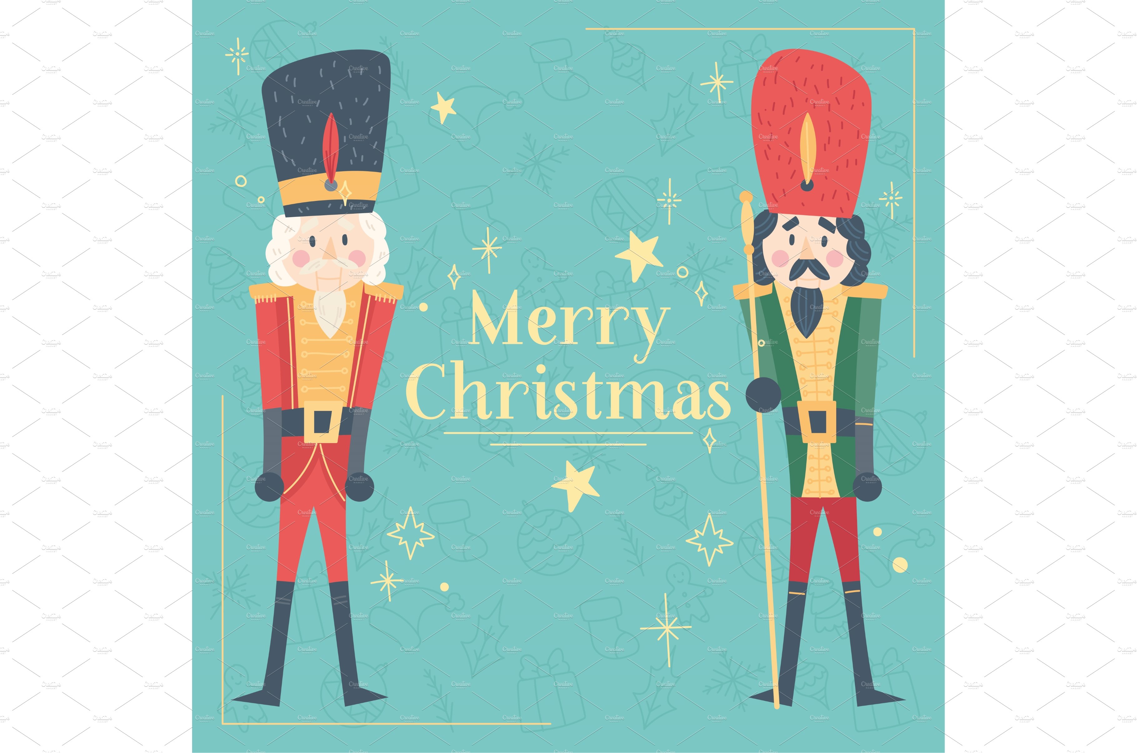 Cute Merry christmas colored poster cover image.