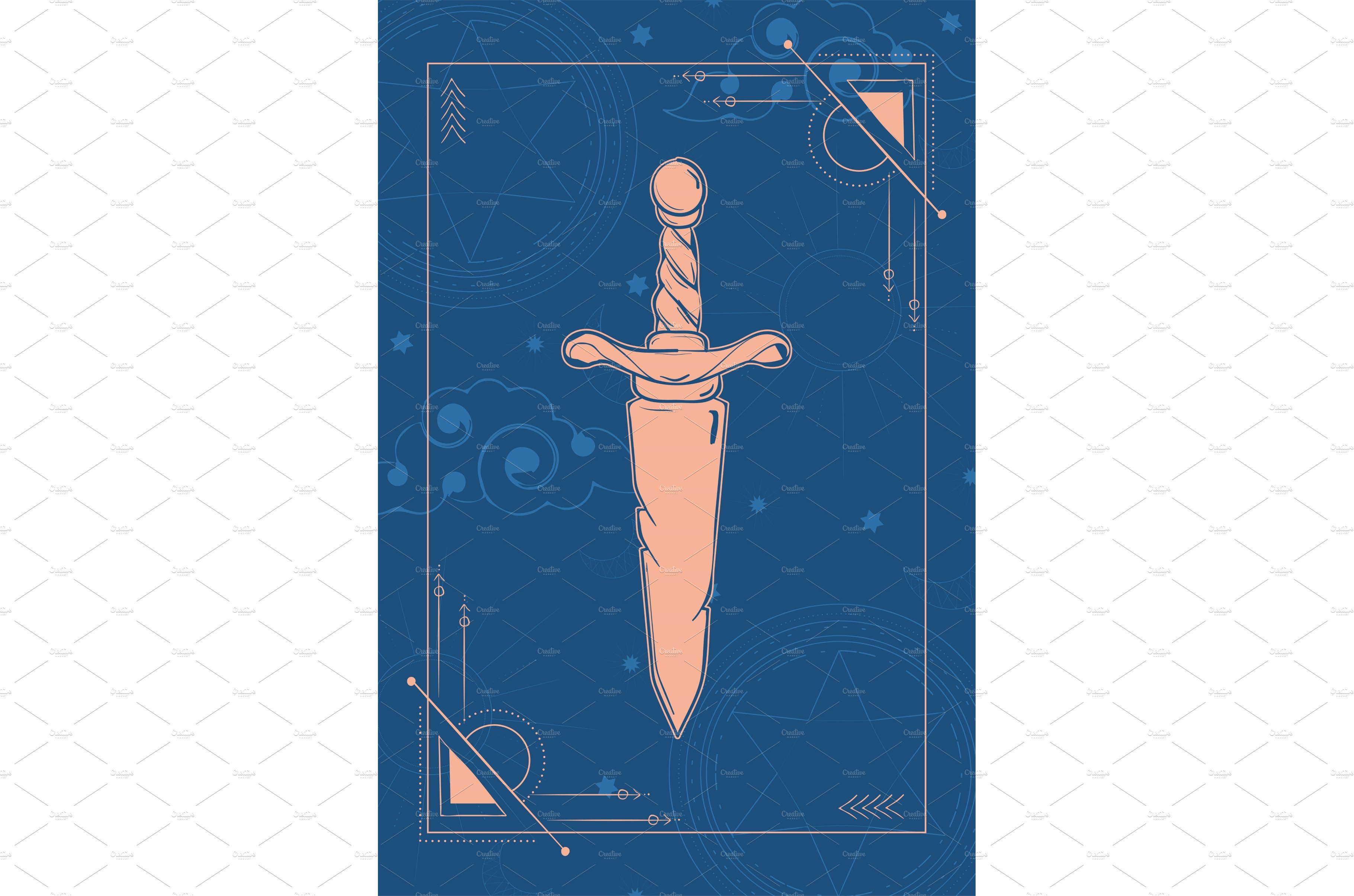 Tarot card with esoteric dagger cover image.
