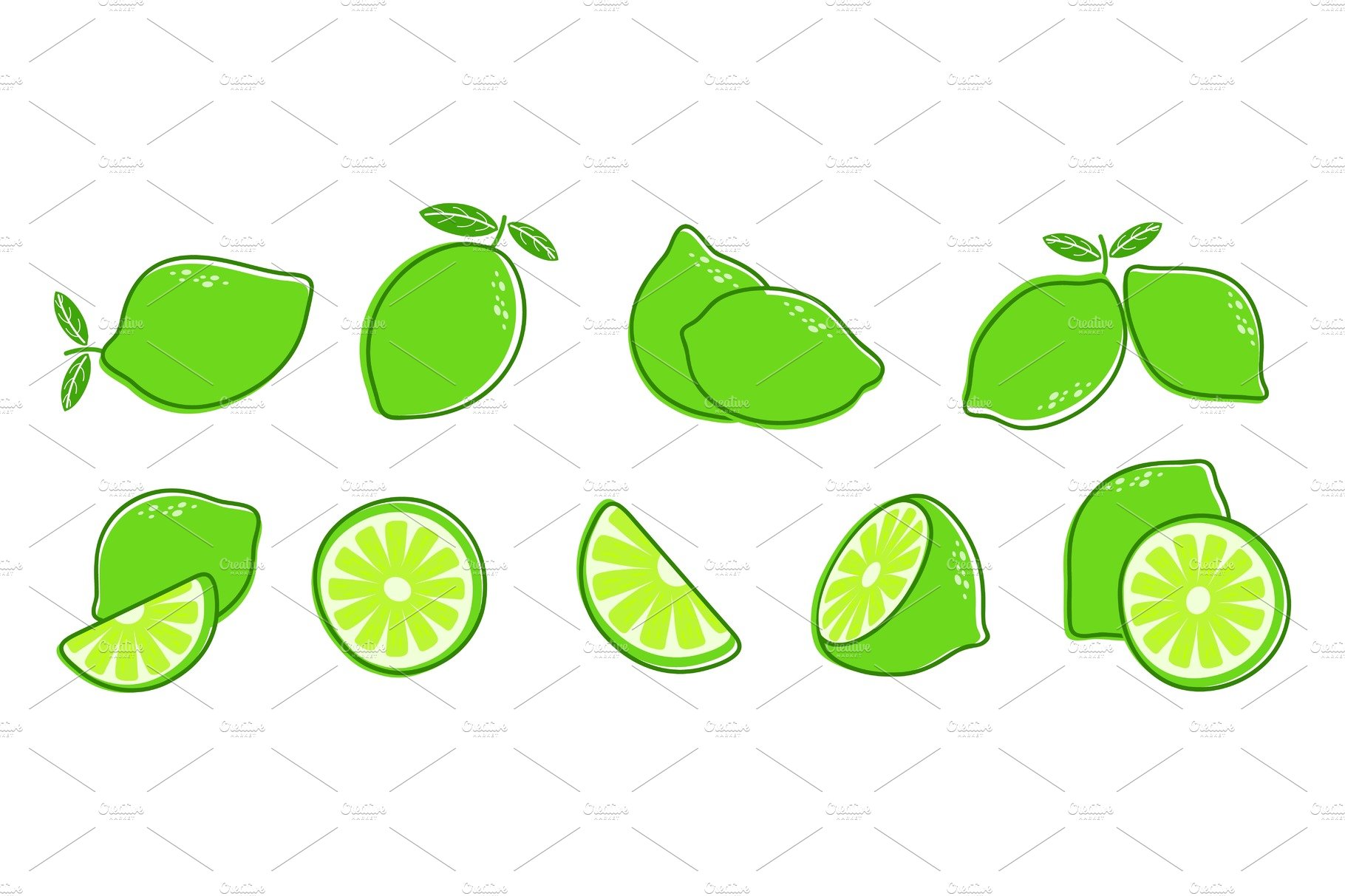 Cut lime. Fresh citrus fruit, slice cover image.