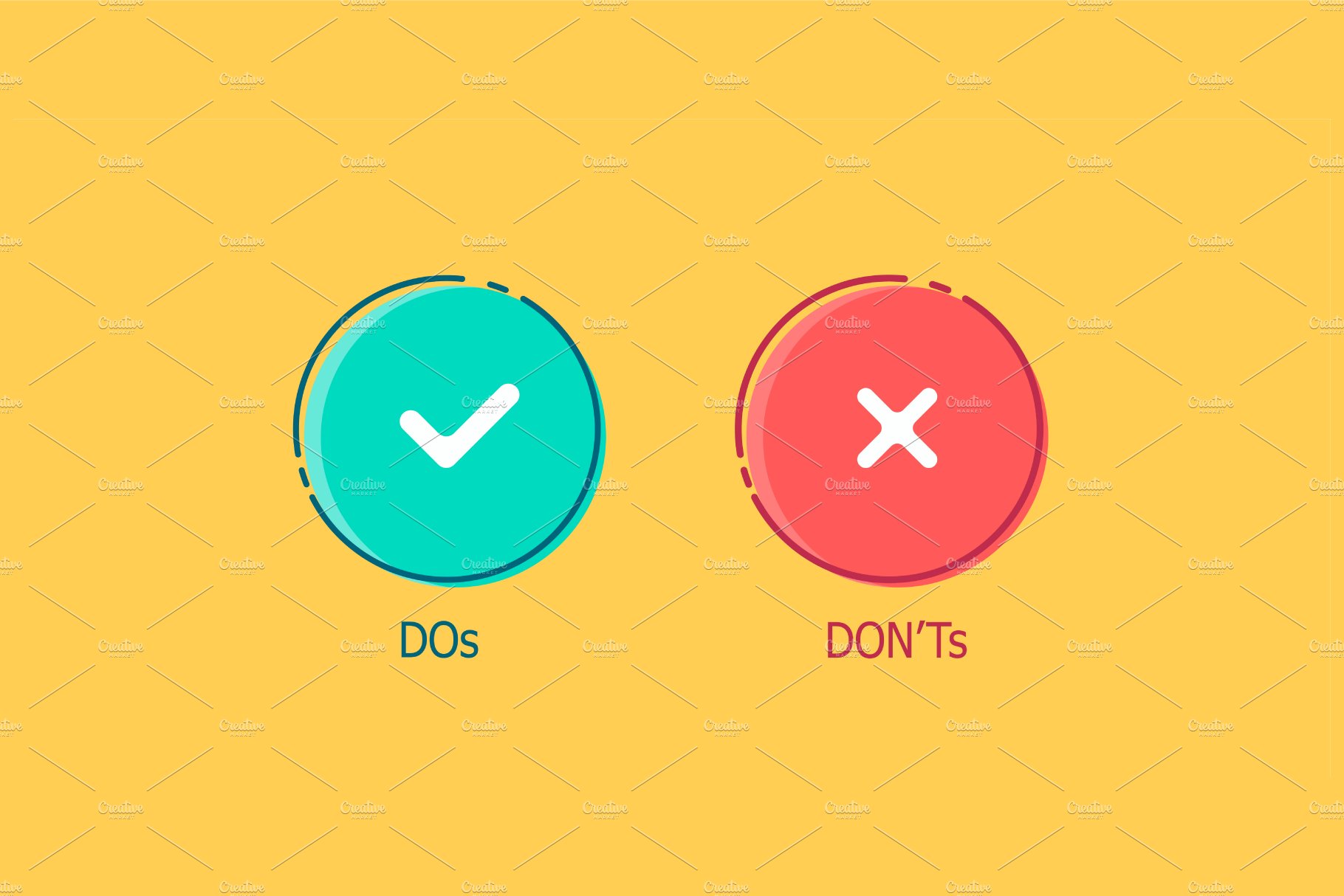 Do and Dont check tick marks vector cover image.