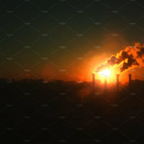 Industrial chimneys during sunset il cover image.