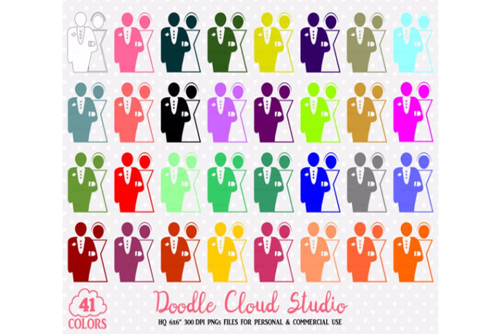 82 Colorful Wedding Clipart cover image.