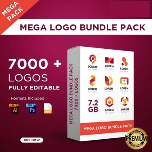 Massive Bundle of 7000 + Editable Logo Templates Essential Logo Design Bundle cover image.