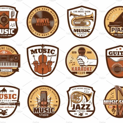 Music icons of instruments cover image.