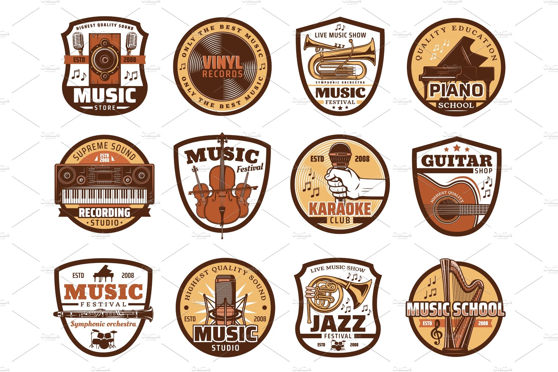 Music icons of instruments cover image.