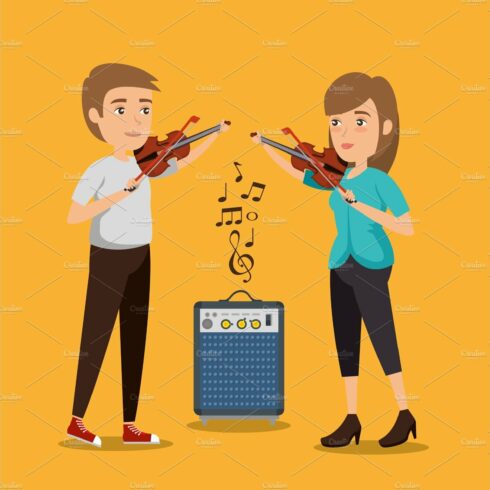 musician couple in concert cover image.