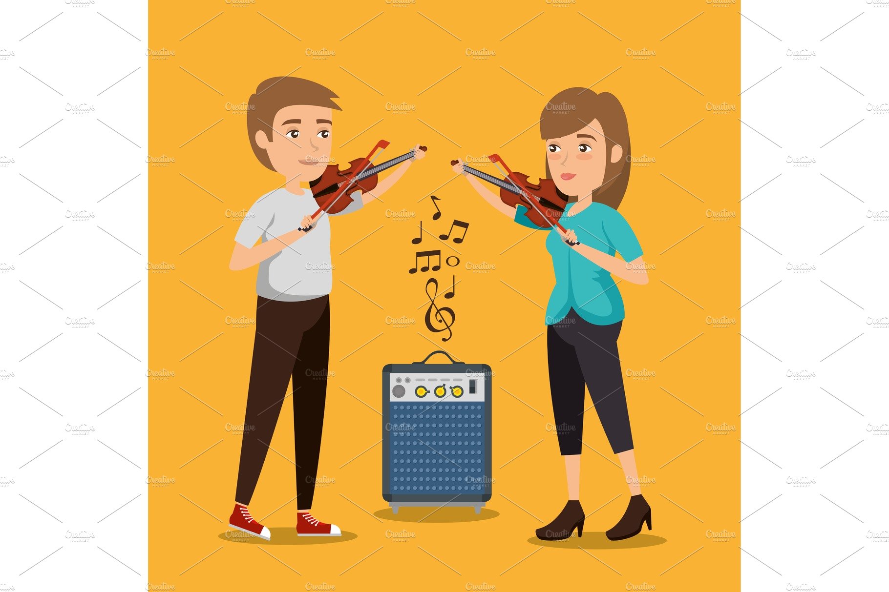 musician couple in concert cover image.