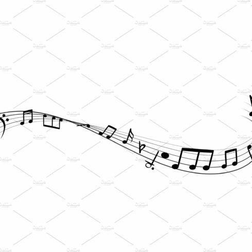 Music notes silhouettes. Monochrome cover image.